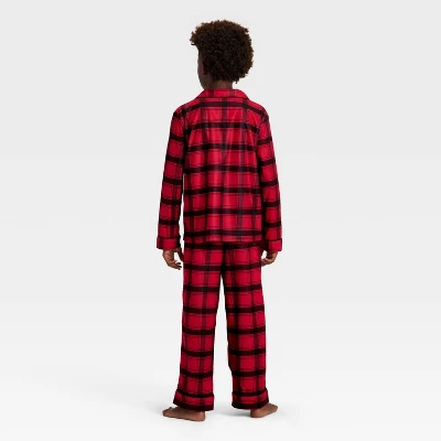 Kids' Plaid Long Sleeve Shirt And Pants Holiday Matching Family Pajama Set - Wondershop™ Red/Black 1 Kids' Plaid Long Sleeve Shirt And Pants Holiday Matching Family Pajama Set - Wondershop™ Red/Black