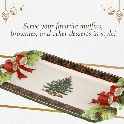 Spode Christmas Tree Figural Tartan Tray, 12-Inch Festive Serving Tray With Tartan Border, Christmas Serving Tray - Fine Earthenware 4 Spode Christmas Tree Figural Tartan Tray, 12-Inch Festive Serving Tray With Tartan Border, Christmas Serving Tray - Fine Earthenware - Image 4