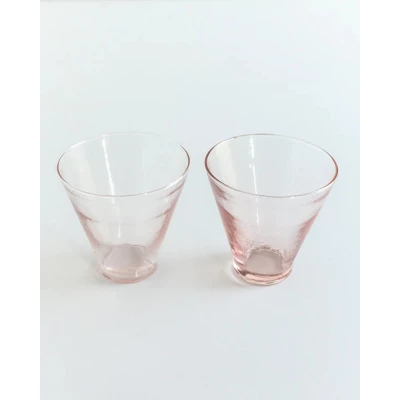 Slickblue Set Of 2 Handmade Hammered Glass Cups – 13.5oz, Colored Glass, Blush/Clear/Smoke 2 Slickblue Set Of 2 Handmade Hammered Glass Cups – 13.5oz, Colored Glass, Blush/Clear/Smoke - Image 2