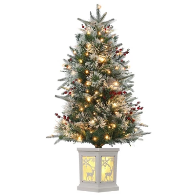 Homhougo 3FT Snow Flocked Mini Christmas Tree With Berry Clusters And Potted Base, Ideal For Table Or Front Porch Use 9 Homhougo 3FT Snow Flocked Mini Christmas Tree With Berry Clusters And Potted Base, Ideal For Table Or Front Porch Use - Image 9