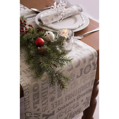 Design Imports Christmas Silver Holiday Collage Printed Metallic Table Runner, Silver, 14X108" 2 Design Imports Christmas Silver Holiday Collage Printed Metallic Table Runner, Silver, 14X108" - Image 2