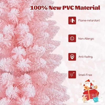 Costway 5/6/7/8 FT Artificial Pink Christmas Tree With 328/460/635/1000 Branch Tips Folding Metal Stand 5 Costway 5/6/7/8 FT Artificial Pink Christmas Tree With 328/460/635/1000 Branch Tips Folding Metal Stand - Image 5