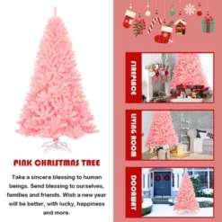 Costway 7.5Ft Hinged Artificial Christmas Tree Full Fir Tree New PVC W/ Metal Stand Pink 11 Costway 7.5Ft Hinged Artificial Christmas Tree Full Fir Tree New PVC W/ Metal Stand Pink -Northlight Sale Store GUEST 2274c450 9743 4ee7 927c edcb1aea7986