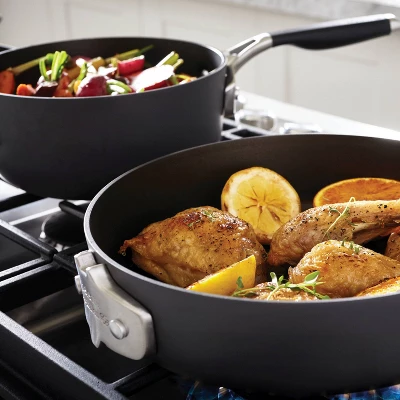 Select By Calphalon With AquaShield Nonstick 9pc Space-Saving Cookware Set: Stackable Pans, Stay-Cool Handles, Dishwasher-Safe 4 Select By Calphalon With AquaShield Nonstick 9pc Space-Saving Cookware Set: Stackable Pans, Stay-Cool Handles, Dishwasher-Safe - Image 4