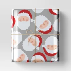 30â 25 Sq Ft Christmas Roll Wrap Light Skin Tone Santa On Silver - Wondershopâ˘