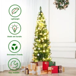 Costway 5'/6'/7'/8' /9' PVC Artificial Pencil Christmas Tree Slim Green 19 Costway 5'/6'/7'/8' /9' PVC Artificial Pencil Christmas Tree Slim Green -Northlight Sale Store GUEST 238323cd 63b8 4f17 8d61 59d67e6dac03