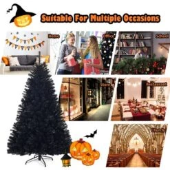 Costway 7.5Ft Or 6Ft Hinged Artificial Halloween Christmas Tree Full Tree With Metal Stand Black 14 Costway 7.5Ft Or 6Ft Hinged Artificial Halloween Christmas Tree Full Tree With Metal Stand Black -Northlight Sale Store GUEST 23a71b12 65f4 41e5 a06a acd1d8424a0b