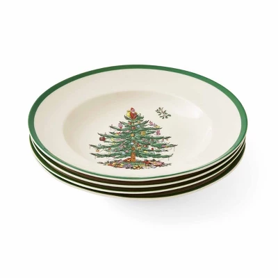 Spode Christmas Tree Soup Plates, Set Of 4 - 9 Inch 1 Spode Christmas Tree Soup Plates, Set Of 4 - 9 Inch