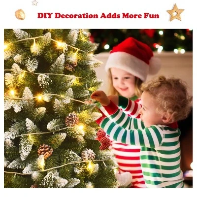 Costway 5ft Snow Flocked Unlit Pencil Christmas Tree Hinged Pine Cones 7 Costway 5ft Snow Flocked Unlit Pencil Christmas Tree Hinged Pine Cones - Image 7