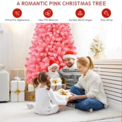 Costway 4.5/6.5/7.5 Ft Snow Flocked Hinged Artificial Christmas Tree W/ Metal Stand Pink -Northlight Sale Store GUEST 255662f5 b103 4735 8f5d b7e7ba1f5685