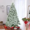 Costway 7.5FT Snow Flocked Artificial Christmas Tree Hinged W/1346 Tip And Foldable Base
