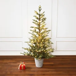 LuxenHome 5.5Ft Pre-Lit Artificial Fir Christmas Tree, Realistic Green Branches & Decorative Planter -Northlight Sale Store GUEST 2576a190 4cc5 4e90 a5b6 eeb81f4932c9