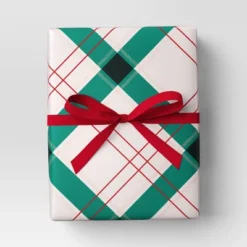 Northlight Sale Store 6 30â 25 Sq Ft Christmas Roll Wrap Green/White/Red Plaid - Wondershopâ˘