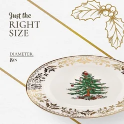 Spode Christmas Tree Gold Salad Plate, 8-Inch Porcelain Dinner & Appetizer Plate, Microwave & Dishwasher Safe, Festive Collectible Seasonal Plate -Northlight Sale Store GUEST 264adf64 17b9 4b0f ae02 6ca92748d038