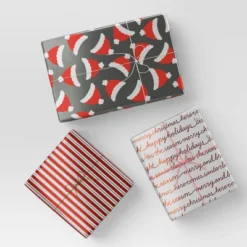 30â 3pk Christmas Premium Wrap Pack Red/White/Silver - Wondershopâ˘