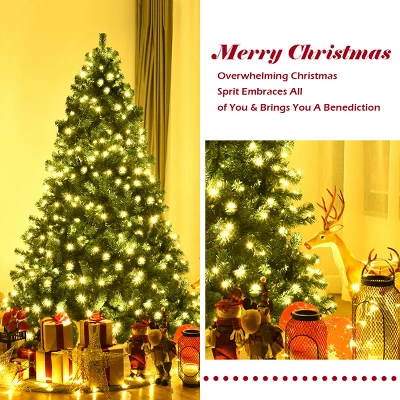 Costway 7Ft/7.5Ft/8Ft Pre-Lit PVC Christmas Tree Hinged 300/400/430 Lights 4 Costway 7Ft/7.5Ft/8Ft Pre-Lit PVC Christmas Tree Hinged 300/400/430 Lights - Image 4