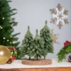 Northlight Icy Downswept Pine Trio Of Trees Christmas Decoration - 8" - Unlit