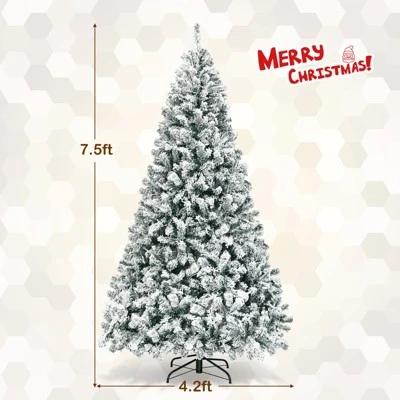 Costway Prelit 7.5ft Christmas Tree Flocked Xmas Snowy Tree 450 LED Lights 3 Costway Prelit 7.5ft Christmas Tree Flocked Xmas Snowy Tree 450 LED Lights - Image 3