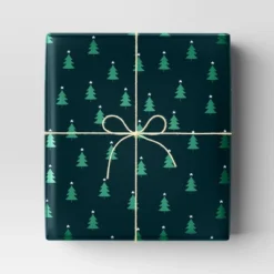 40" 125 Sq Ft Christmas Roll Wrap Trees On Green - Wondershopâ˘