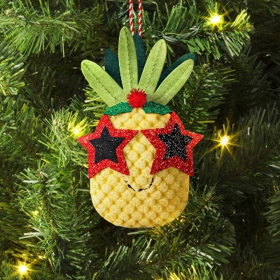5" Christmas Fabric Pineapple Fruit Ornament - Wondershop™ 1 5" Christmas Fabric Pineapple Fruit Ornament - Wondershop™