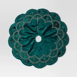 48" Christmas Dia Art Deco Embellished Soft Velvet Tree Skirt Green - Wondershop™ -Northlight Sale Store GUEST 29605436 719e 4524 8537 e5520d02b7ea