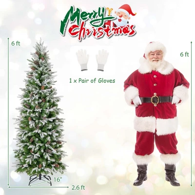 Costway 6/7.5/9 FT Flocked Christmas Tree With 671/913/1310 PE PVC Branch Tips 280/350/470 Warm White LED Lights 2 Costway 6/7.5/9 FT Flocked Christmas Tree With 671/913/1310 PE PVC Branch Tips 280/350/470 Warm White LED Lights - Image 2