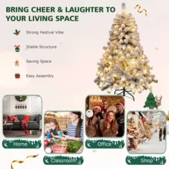 Costway 4.5ft Pre-Lit Premium Snow Flocked Hinged Artificial Christmas Tree W/150 Lights 12 Costway 4.5ft Pre-Lit Premium Snow Flocked Hinged Artificial Christmas Tree W/150 Lights -Northlight Sale Store GUEST 29815f48 d4ba 471f a324 9be270a4f128