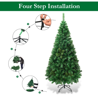 Costway 5Ft/6Ft/7Ft/8Ft Artificial PVC Christmas Tree W/Stand Holiday Season Indoor Outdoor Green 8 Costway 5Ft/6Ft/7Ft/8Ft Artificial PVC Christmas Tree W/Stand Holiday Season Indoor Outdoor Green - Image 8