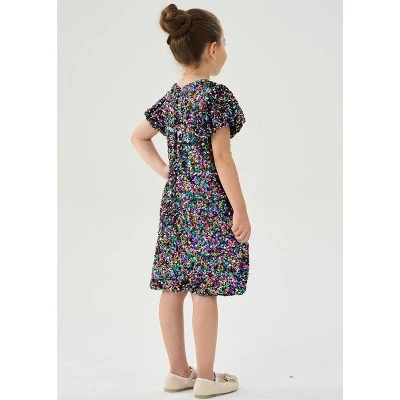 2Bunnies Girls' Christmas New Year's Colorful Stardust Sequin Dress Puff Sleeve 5 2Bunnies Girls' Christmas New Year's Colorful Stardust Sequin Dress Puff Sleeve - Image 5
