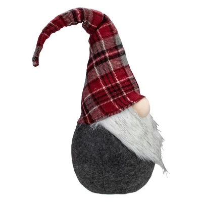 Northlight Plaid Bendable Hat Gnome Sitting Christmas Decoration - 25" - Red And Gray 2 Northlight Plaid Bendable Hat Gnome Sitting Christmas Decoration - 25" - Red And Gray - Image 2