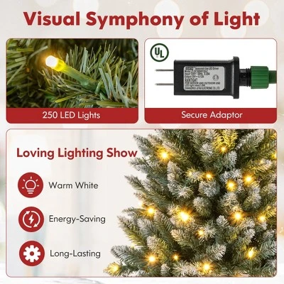Costway 6FT/9FT Pre-Lit Christmas Tree Hinged Slim Pencil Xmas With 250/500 LED Lights 6 Costway 6FT/9FT Pre-Lit Christmas Tree Hinged Slim Pencil Xmas With 250/500 LED Lights - Image 6