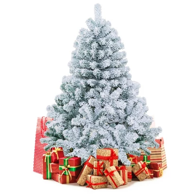 Costway 4.5ft Pre-Lit Premium Snow Flocked Hinged Artificial Christmas Tree W/150 Lights 9 Costway 4.5ft Pre-Lit Premium Snow Flocked Hinged Artificial Christmas Tree W/150 Lights - Image 9