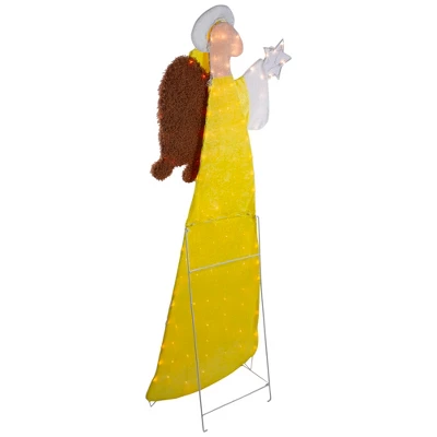 Northlight 72" Lighted 2D Yellow Chenille Angel Outdoor Christmas Decoration 4 Northlight 72" Lighted 2D Yellow Chenille Angel Outdoor Christmas Decoration - Image 4