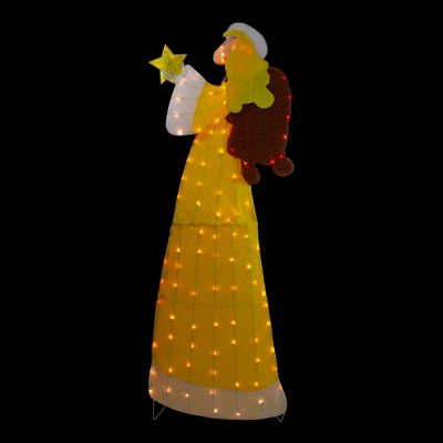 Northlight 72" Lighted 2D Yellow Chenille Angel Outdoor Christmas Decoration 2 Northlight 72" Lighted 2D Yellow Chenille Angel Outdoor Christmas Decoration - Image 2