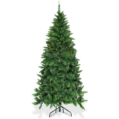 Costway 6ft Pre-lit PVC Artificial Half Christmas Tree 250 LED Lights 9 Costway 6ft Pre-lit PVC Artificial Half Christmas Tree 250 LED Lights - Image 9