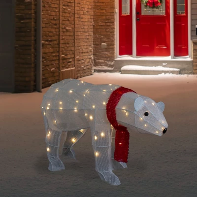 Northlight LED Lighted Tinsel Polar Bear Outdoor Christmas Decoration - 32" - Warm White Lights 1 Northlight LED Lighted Tinsel Polar Bear Outdoor Christmas Decoration - 32" - Warm White Lights