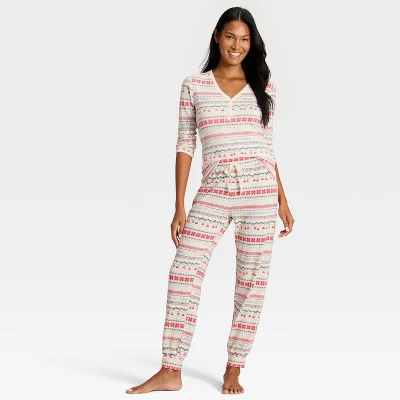 Women's "Let It Snow" Fair Isle Cozy Knit Holiday Matching Family Pajama Pants - Wondershop™ Cream 2 Women's "Let It Snow" Fair Isle Cozy Knit Holiday Matching Family Pajama Pants - Wondershop™ Cream - Image 2