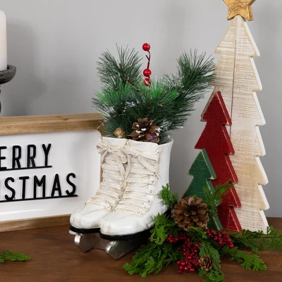 Northlight LED Lighted Ice Skates With Floral Arrangement Christmas Decoration - 12" 1 Northlight LED Lighted Ice Skates With Floral Arrangement Christmas Decoration - 12"