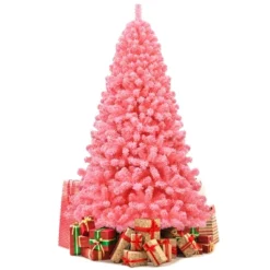 Costway 4.5/6.5/7.5 Ft Snow Flocked Hinged Artificial Christmas Tree W/ Metal Stand Pink -Northlight Sale Store GUEST 332c3559 ed70 4f60 9238 7d9098ee2837