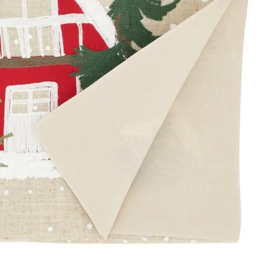 Saro Lifestyle Cozy Christmas Cottage Table Runner, 16"x70", Beige 1 Saro Lifestyle Cozy Christmas Cottage Table Runner, 16"x70", Beige