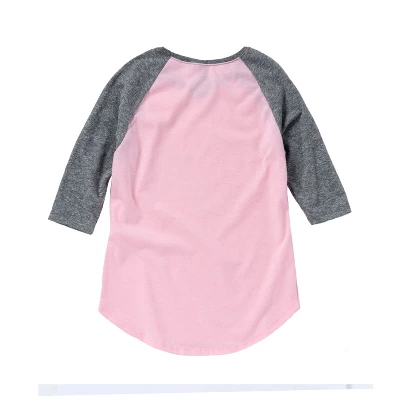 Girls' - Disney - Happy Christmas Icons Shirt Tail Raglan Graphic T-shirt 1 Girls' - Disney - Happy Christmas Icons Shirt Tail Raglan Graphic T-shirt