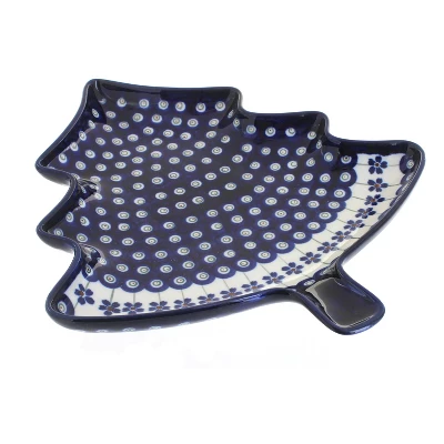 Blue Rose Polish Pottery 1759 Zaklady Christmas Tree Plate 3 Blue Rose Polish Pottery 1759 Zaklady Christmas Tree Plate - Image 3