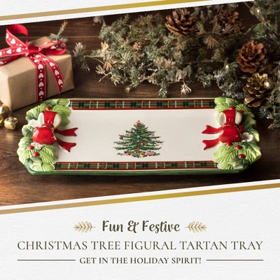 Spode Christmas Tree Figural Tartan Tray, 12-Inch Festive Serving Tray With Tartan Border, Christmas Serving Tray - Fine Earthenware 1 Spode Christmas Tree Figural Tartan Tray, 12-Inch Festive Serving Tray With Tartan Border, Christmas Serving Tray - Fine Earthenware