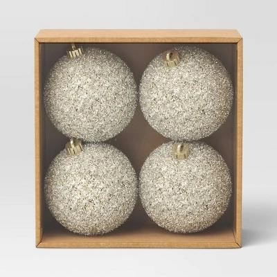 4ct 150mm Christmas Tinsel Ornament Set Champagne Gold - Wondershop™ 2 4ct 150mm Christmas Tinsel Ornament Set Champagne Gold - Wondershop™ - Image 2