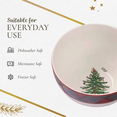 Spode Christmas Tree Tartan Rice Bowl - Soup Bowls For The Holidays, Christmas Kitchen Bowls - Ceramic Cereal Bowl - 6-Inch 5 Spode Christmas Tree Tartan Rice Bowl - Soup Bowls For The Holidays, Christmas Kitchen Bowls - Ceramic Cereal Bowl - 6-Inch - Image 5