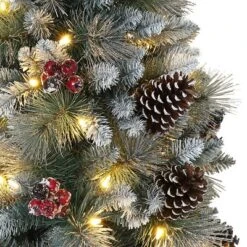 Puleo 7.5ft Pre-Lit Full Glitter Pine Tree Artificial Christmas Tree: Hinged Branches, 600 Clear Lights, Metal Base 5 Puleo 7.5ft Pre-Lit Full Glitter Pine Tree Artificial Christmas Tree: Hinged Branches, 600 Clear Lights, Metal Base -Northlight Sale Store GUEST 355b4a4f 5060 4951 a9aa 5ae3d38980ac