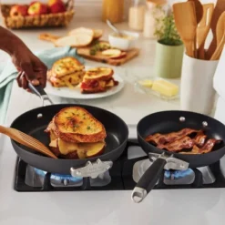 Select By Calphalon With AquaShield Nonstick 9pc Space-Saving Cookware Set: Stackable Pans, Stay-Cool Handles, Dishwasher-Safe