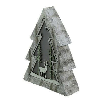 Northlight LED Lighted Tree With Reindeer In The Woods Scene Christmas Decoration - 13.5" 2 Northlight LED Lighted Tree With Reindeer In The Woods Scene Christmas Decoration - 13.5" - Image 2