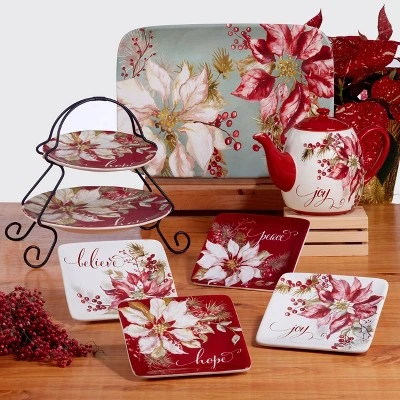 Certified International Set Of 4 Winters Joy Assorted Canape Plates 1 Certified International Set Of 4 Winters Joy Assorted Canape Plates