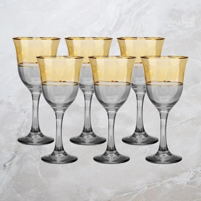 Classic Touch Set Of 6 Amber/Gold Water Glasses 1 Classic Touch Set Of 6 Amber/Gold Water Glasses